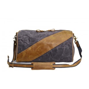 TP7 WaxSporttasche™ Kleine Weekender Duffle Bag Schultertasche Unisex aus Canvas mit Leder - schwarz